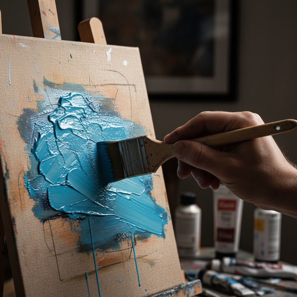 Portrait painting session